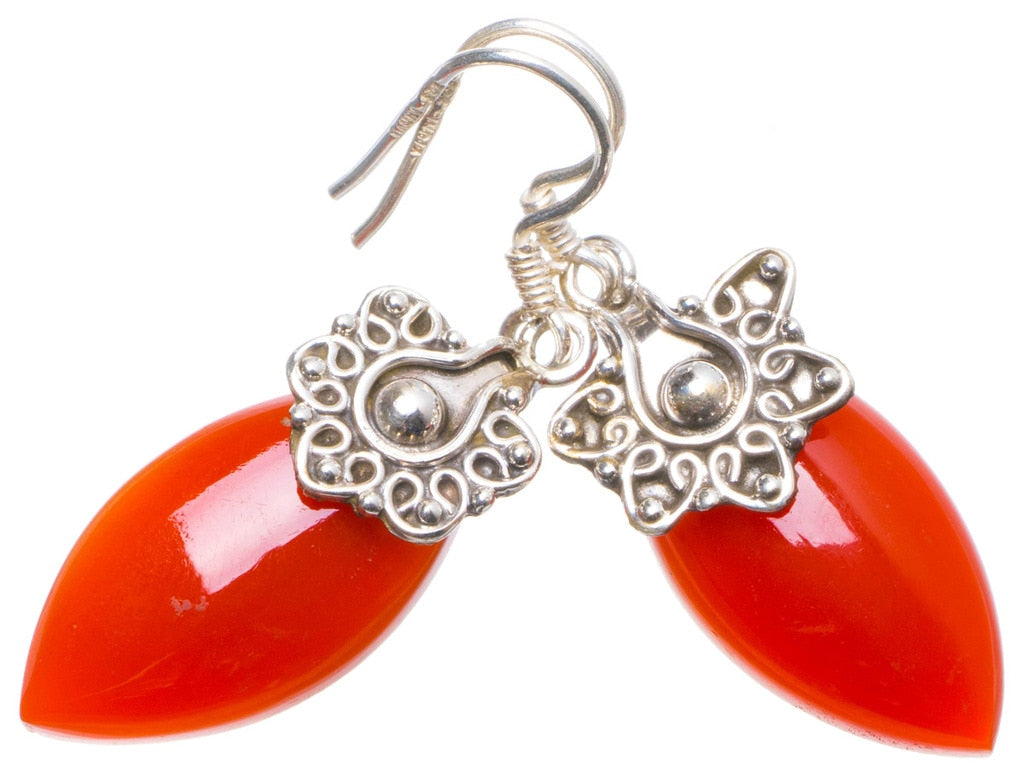 Natural Carnelian Handmade Unique 925 Sterling Silver Earrings 1.5 X4888