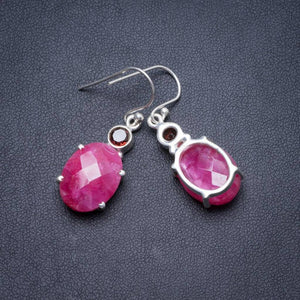 Natural Cherry Ruby and Garnet Handmade Unique 925 Sterling Silver Earrings 1.5 Y2542