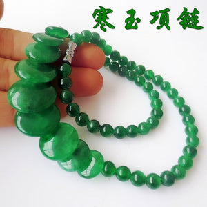 Natural Cold Jade Beads Necklace 46cm Length , Fine Gemstone Jewelry Necklace For Women Gift With Certificate Can Drop Shipping
