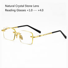 Load image into Gallery viewer, Natural Crystal Stone Reading Glasses Man Glass Lens Hyperopia Woman  Rimless Presbyopia Eyeglasses +1.0  2.0 3.0 +4.0