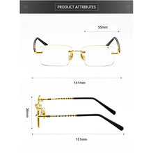 Load image into Gallery viewer, Natural Crystal Stone Reading Glasses Man Glass Lens Hyperopia Woman  Rimless Presbyopia Eyeglasses +1.0  2.0 3.0 +4.0