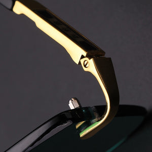 Natural Crystal Stone Sun Glasses Green Lens  Rimless Glass Sunglasses Man Woman Vintage Acetate Frame Anti Eye Dry