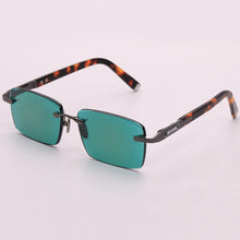Load image into Gallery viewer, Natural Crystal Stone Sun Glasses Green Lens  Rimless Glass Sunglasses Man Woman Vintage Acetate Frame Anti Eye Dry