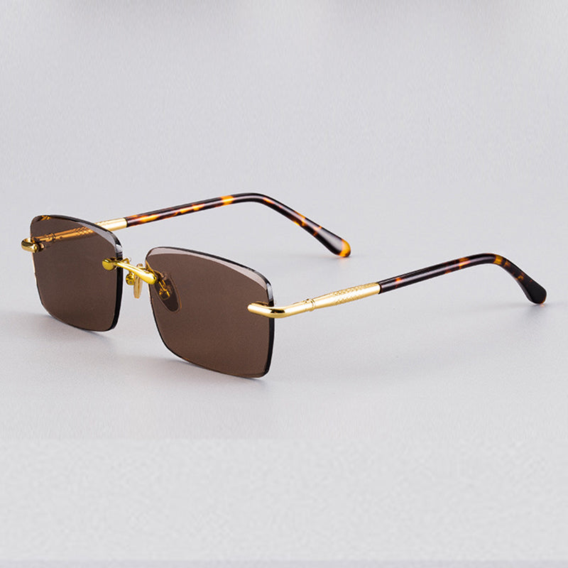 Natural Crystal Stone Sunglasses Man Rimless Glass Sun Glasses Woman Vintage Acetate Frame  UV400 Anti Scratch Oculos