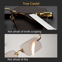 Load image into Gallery viewer, Natural Crystal Stone Sunglasses Woman Rimless Glass Sun Glasses Man Vintage  Metal Acetate Frame UV400 Anti Scratch