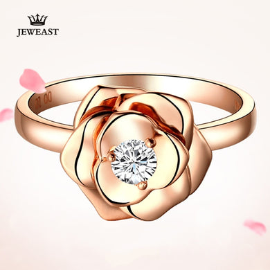 Natural Diamond 18K Gold Pure Gold Ring Real 18K Solid Gold Rings Upscale Trendy Classic Party Fine Jewelry Hot Sell New 2018