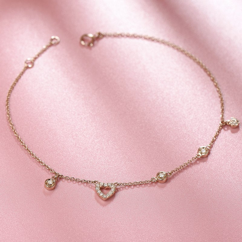 Natural Diamond Bracelet 18K Rose Gold 0.11ct/21pcs Diamond Jewelry Women Wedding Engagement Jewellery