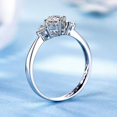 Natural Diamond Ring 0.30+0.09ct Genuine Diamond Solid 18K White Gold Handmade Wedding Engagement Jewelry for Women