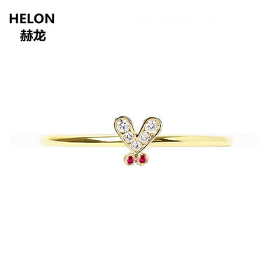 Natural Diamonds Ruby Engagement Wedding Ring Solid 10k Yellow Gold Women Anniversary Party Ring Fine Jewelry
