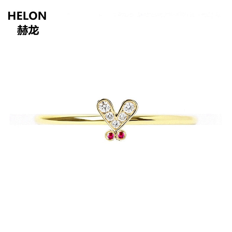 Natural Diamonds Ruby Engagement Wedding Ring Solid 10k Yellow Gold Women Anniversary Party Ring Fine Jewelry