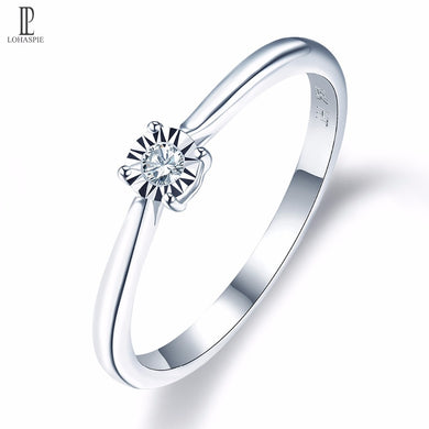 Natural Diamonds White Gold Wedding Engagement Ring Solid 14K Fine Fashion Gemstone Jewelry For Women's Gift New Lohaspie
