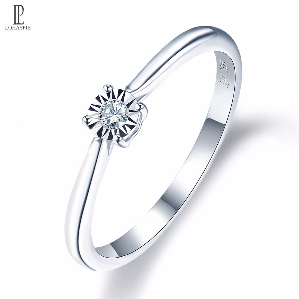 Natural Diamonds White Gold Wedding Engagement Ring Solid 14K Fine Fashion Gemstone Jewelry For Women's Gift New Lohaspie