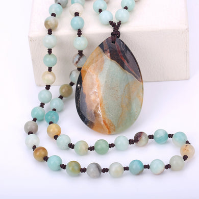 Gemma naturale Agata colorata Collana di giada Ciondolo Amuleto Chakra Reiki Guarigione Wicca Cristallo Quarzo rosa Lapislazzuli Ambra Yoga 