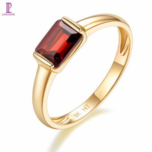 Natural Gemstone Garnet Engagement Ring Solid 9K Yellow Gold Fine Fashion Stone Jewelry For Women's Gift New Arrival Lohaspie