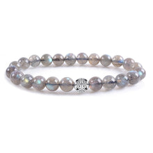 Load image into Gallery viewer, Natural Gemstone Rose Quartz Beads Elastic Charm Bracelet Solid 925 Sterling Silver Double Luck&amp;Long Life Silver Bead for Unisex