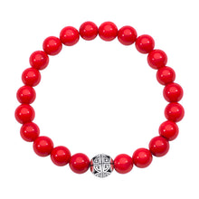 Load image into Gallery viewer, Natural Gemstone Rose Quartz Beads Elastic Charm Bracelet Solid 925 Sterling Silver Double Luck&amp;Long Life Silver Bead for Unisex