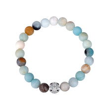 Load image into Gallery viewer, Natural Gemstone Rose Quartz Beads Elastic Charm Bracelet Solid 925 Sterling Silver Double Luck&amp;Long Life Silver Bead for Unisex