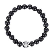 Load image into Gallery viewer, Natural Gemstone Rose Quartz Beads Elastic Charm Bracelet Solid 925 Sterling Silver Double Luck&amp;Long Life Silver Bead for Unisex