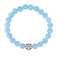 Load image into Gallery viewer, Natural Gemstone Rose Quartz Beads Elastic Charm Bracelet Solid 925 Sterling Silver Double Luck&amp;Long Life Silver Bead for Unisex