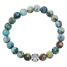 Load image into Gallery viewer, Natural Gemstone Rose Quartz Beads Elastic Charm Bracelet Solid 925 Sterling Silver Double Luck&amp;Long Life Silver Bead for Unisex