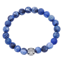 Load image into Gallery viewer, Natural Gemstone Rose Quartz Beads Elastic Charm Bracelet Solid 925 Sterling Silver Double Luck&amp;Long Life Silver Bead for Unisex