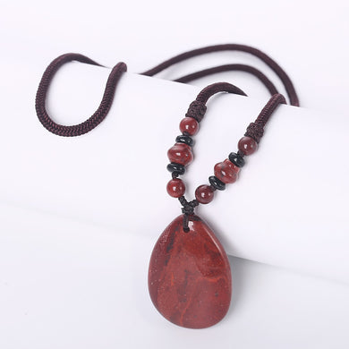 Natural Healing Crystal Red Agate Fashion Bohemian Jewelry Stone Knotted Stone Matching Stone Drop Pendant Necklaces Women Gift