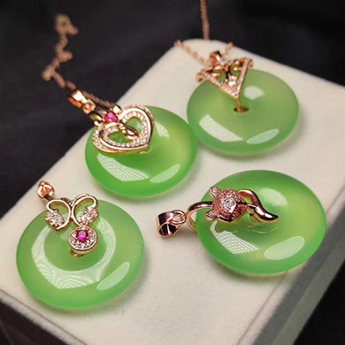 Natural Ice Purple Green  Jade Agate Pendant Buckle Crystal Jade Necklace Amp Silver Cord S925 Silver 925  Necklace Women