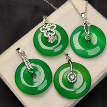 Carica l&#39;immagine nel visualizzatore di Gallery, Natural Ice Purple Green  Jade Agate Pendant Buckle Crystal Jade Necklace Amp Silver Cord S925 Silver 925  Necklace Women