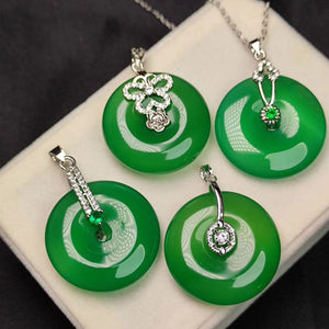 Natural Ice Purple Green  Jade Agate Pendant Buckle Crystal Jade Necklace Amp Silver Cord S925 Silver 925  Necklace Women