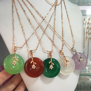 Natural Ice Purple Green  Jade Agate Pendant Buckle Crystal Jade Necklace Amp Silver Cord S925 Silver 925  Necklace Women