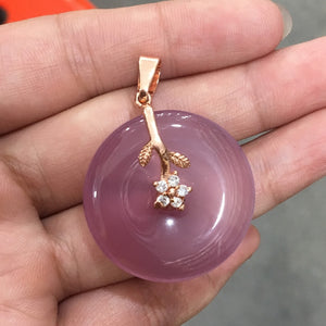 Natural Ice Purple Green  Jade Agate Pendant Buckle Crystal Jade Necklace Amp Silver Cord S925 Silver 925  Necklace Women