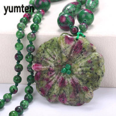 Natural Jade Necklace Emerald Flower Handmade Vintage Style Fine Clavicle Beads Chain Necklaces Pendants Women Girl Gift Jewelry