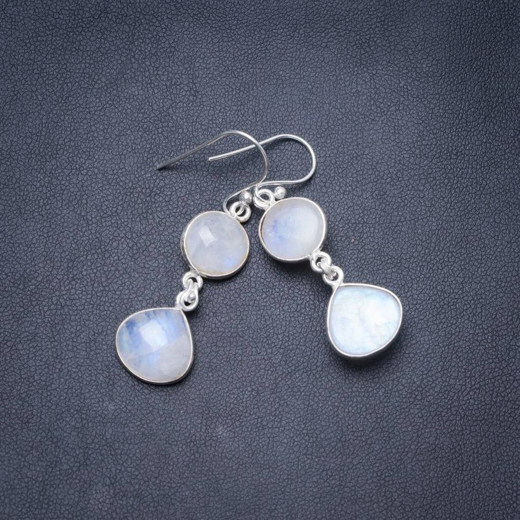 Natural Moonstone Handmade Unique 925 Sterling Silver Earrings 1.75 Y3558