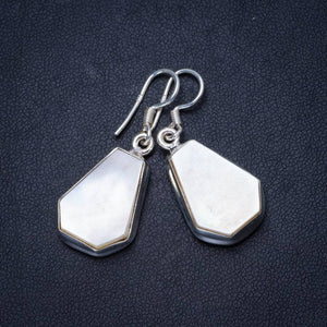 Natural Mother Of Pearl Handmade Unique 925 Sterling Silver Earrings 1.25 X3656