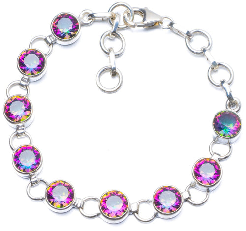 Natural Mystical Topaz Handmade Unique 925 Sterling Silver Bracelet 6 3/4-7 1/2 Y0094