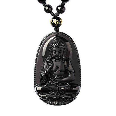 Natural Obsidian Handmade Buddha Pendant Necklace Jewelry Wholesale
