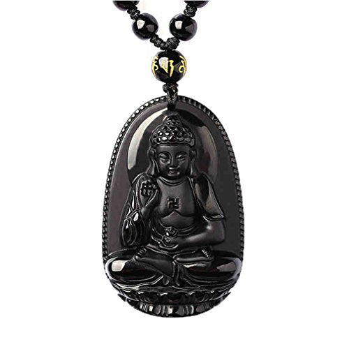 Natural Obsidian Handmade Buddha Pendant Necklace Jewelry Wholesale