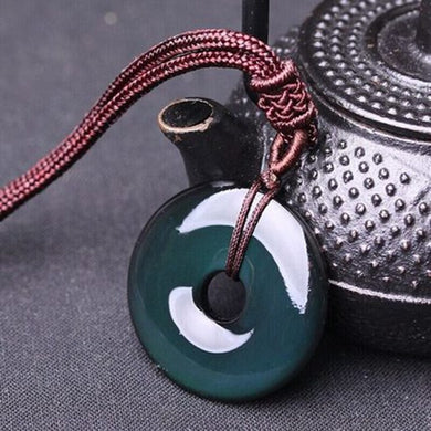 Natural Obsidian Peace Lucky Buckle Pendant Necklaces Manual Rope Women Men Necklace Fashion Jewelry For Gift Dropship