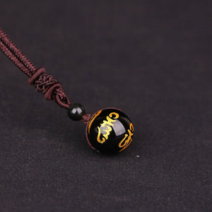 Natural Obsidian beads pendant Rainbow Eye Beads Ball Transfer Lucky Love necklace 16mm beads pendant jewelry women wholesale
