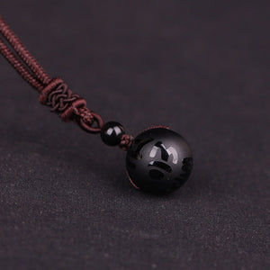 Natural Obsidian beads pendant Rainbow Eye Beads Ball Transfer Lucky Love necklace 16mm beads pendant jewelry women wholesale