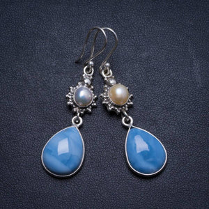 Natural Owhyee Opal and River Pearl Handmade Unique 925 Sterling Silver Earrings 2 X3229
