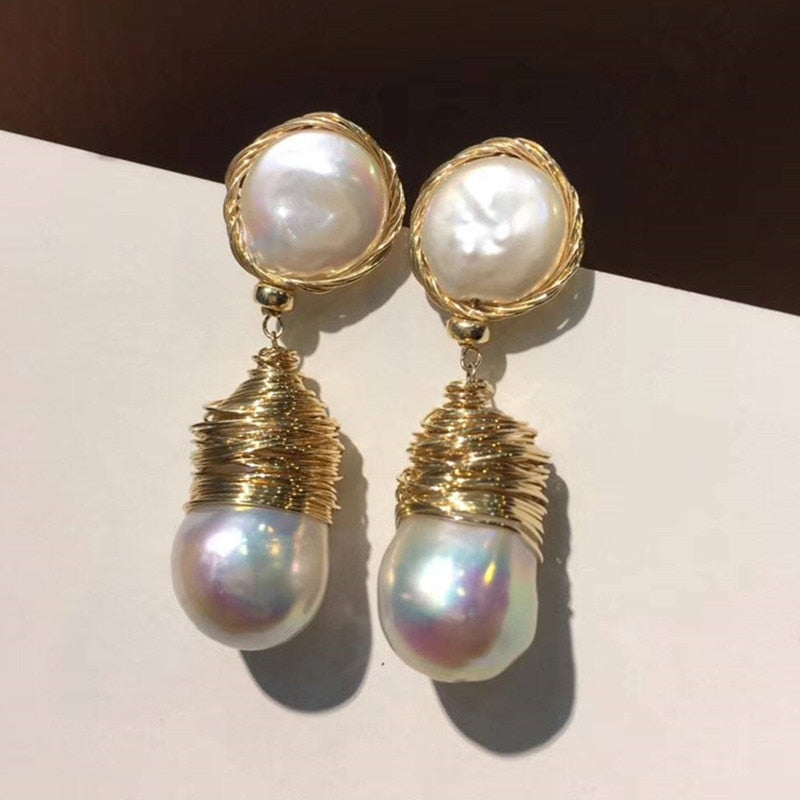 Natural Pearl Earrings Jewelry 925 Silver Earrings Long Jewelry Findings 18k Gold Gemstone Engagement Wedding