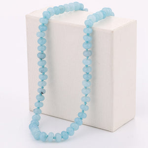 Natural Pure Sea blue Stone Tower Beaded Key Chain Necklace Gift For Pretty Women Jewelry shape pearl 50 cm necklace chain gift