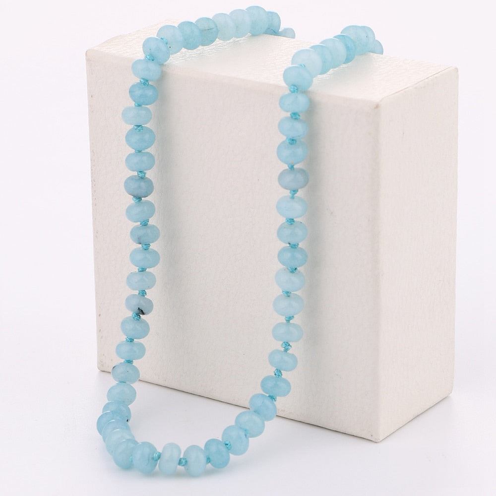 Natural Pure Sea blue Stone Tower Beaded Key Chain Necklace Gift For Pretty Women Jewelry shape pearl 50 cm necklace chain gift