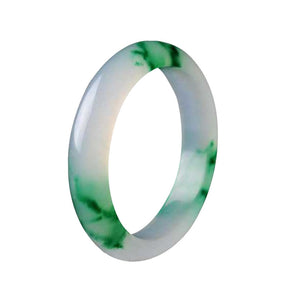 Natural Quality Chinese Green Jade Jadeite Bangle Blue Flower Bracelet Gemstone Jewelry