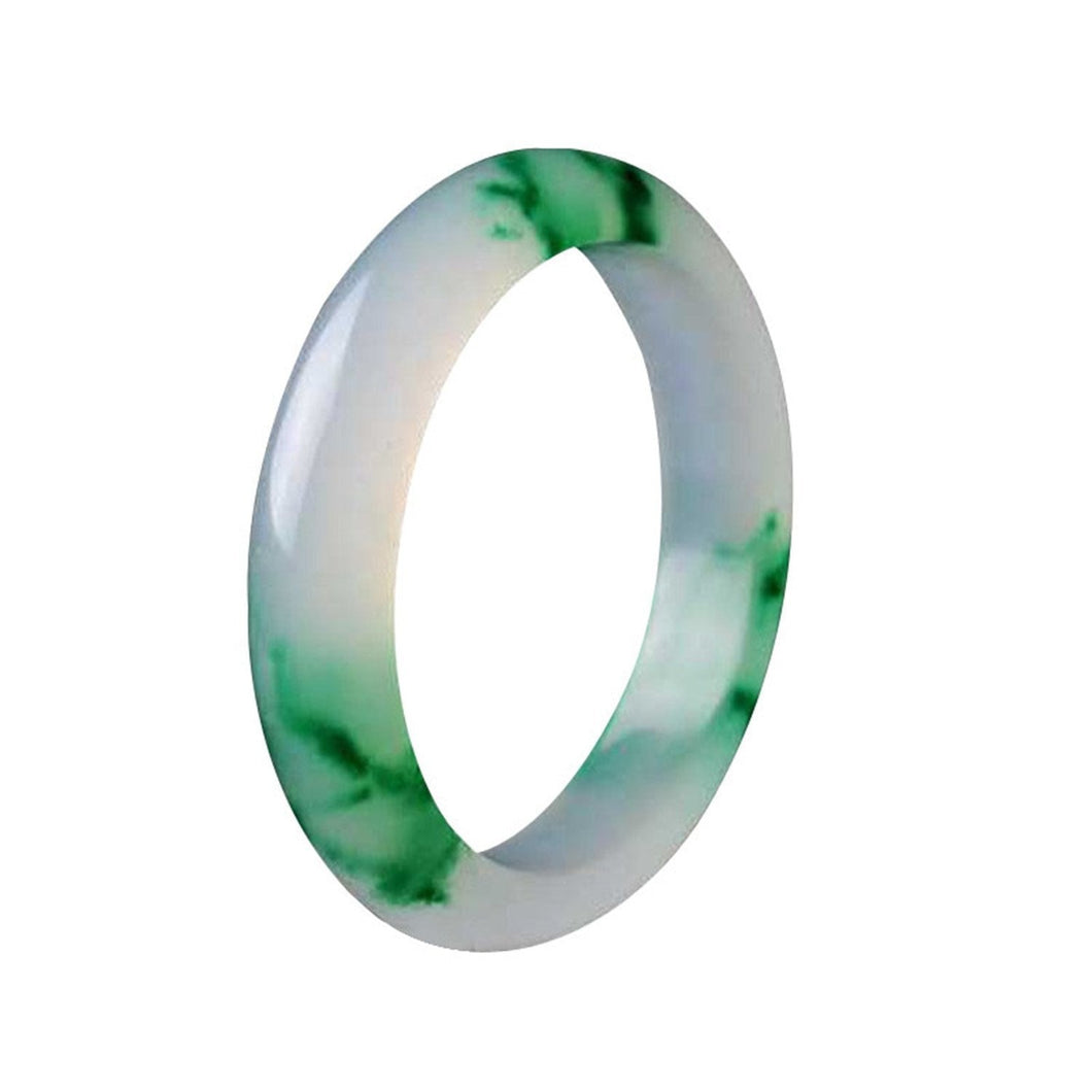 Natural Quality Chinese Green Jade Jadeite Bangle Blue Flower Bracelet Gemstone Jewelry