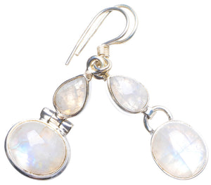 Natural Rainbow Moonstone Handmade Unique 925 Sterling Silver Earrings 1.5 X4163