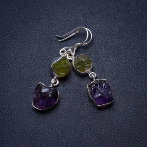 Natural Rare Cluster Amethyst and Drusy Druzy Unique 925 Sterling Silver Earrings 1.75 X3502