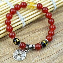 Load image into Gallery viewer, Natural Red Agate Beads Bracelet Fine GemStone Beaded Elastic Line Bracelet Men Jewelry Women Bracelet Can Drop Shipping
