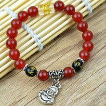 Load image into Gallery viewer, Natural Red Agate Beads Bracelet Fine GemStone Beaded Elastic Line Bracelet Men Jewelry Women Bracelet Can Drop Shipping